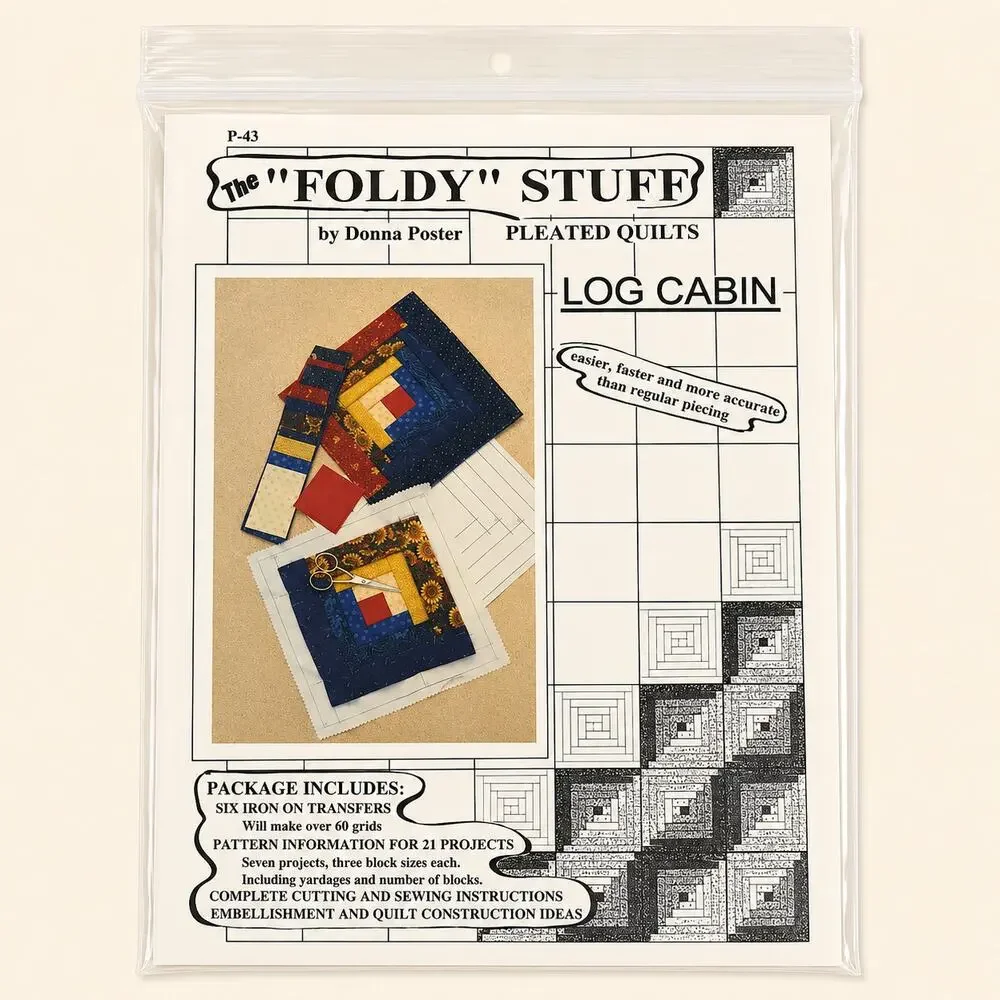 The Foldy Stuff Pleated Quilt Patterns Donna Poster Lot 4 Log Cabin Fan Chevron